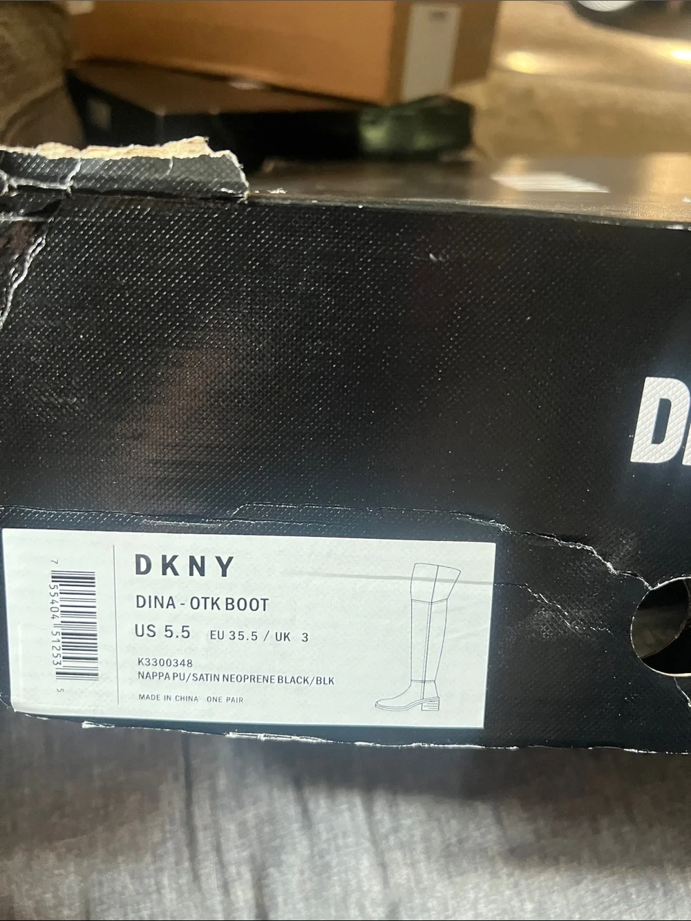 DKNY Black Over-the-Knee Block Heel Boots